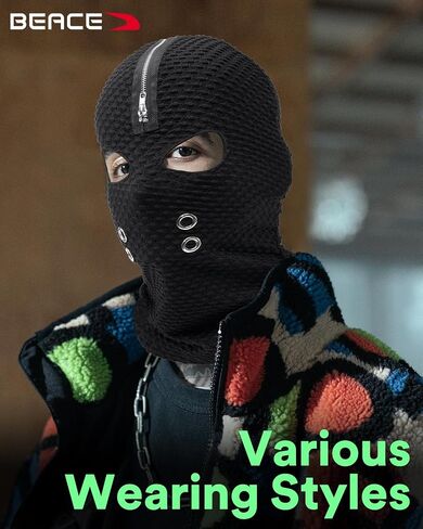 Distressed Balaclava 2 Hole Shiesty Mask Full Face Knitted Balaclava for Men Women-Punk Rock Accessories Fuzzy Ski Mask in Saudi Arabia