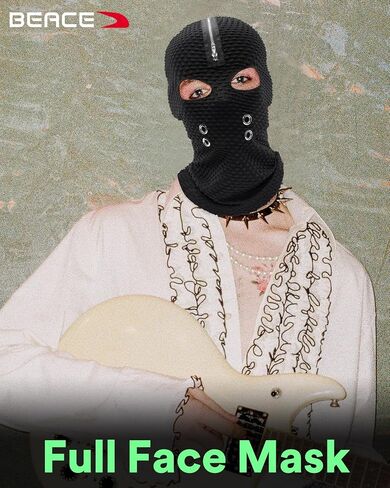 Distressed Balaclava 2 Hole Shiesty Mask Full Face Knitted Balaclava for Men Women-Punk Rock Accessories Fuzzy Ski Mask in Saudi Arabia