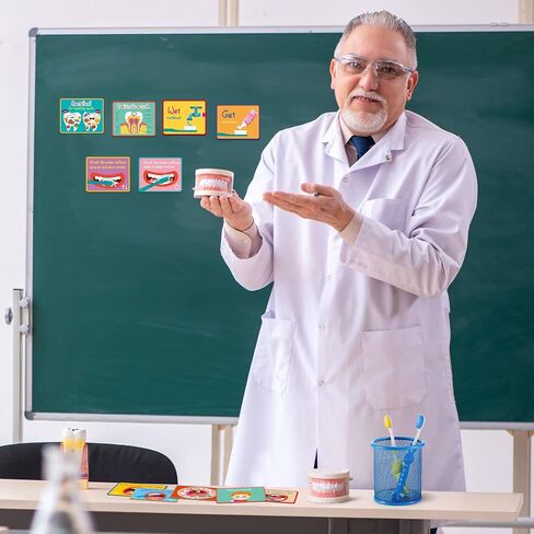 4 Set Dentist Kit for Kids Dentist Play Set Dental Teeth Model with Toothbrush Child Dental Educational Card Standard Size Fake Brace Demonstration Teaching for Children Student in Saudi Arabia