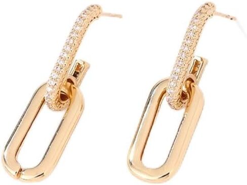 Paperclip Earrings for Women Chain Link Earrings Sliver Hoop Earrings Gold Square Link Earrings Cubic Zircon Link Earrings Dainty Huggie Hoop Earrings Jewelry for Women Teen Girls in Saudi Arabia