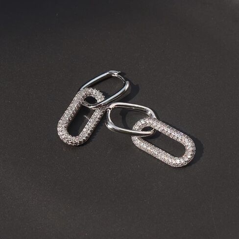 Paperclip Earrings for Women Chain Link Earrings Sliver Hoop Earrings Gold Square Link Earrings Cubic Zircon Link Earrings Dainty Huggie Hoop Earrings Jewelry for Women Teen Girls in Saudi Arabia