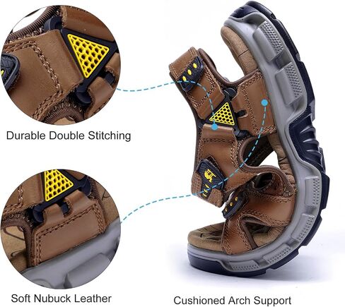 CAMEL CROWN Men's Hiking Sandals Leather Athletic Walking Non-slip Sandals For Man Soft Cushion Beach Water Fisherman Sandal in Saudi Arabia