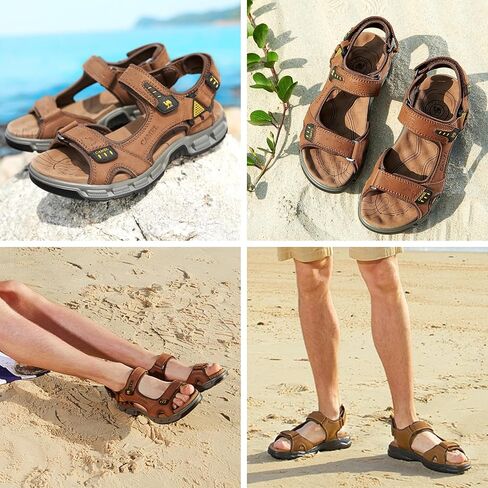 CAMEL CROWN Men's Hiking Sandals Leather Athletic Walking Non-slip Sandals For Man Soft Cushion Beach Water Fisherman Sandal in Saudi Arabia
