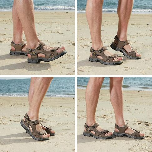 CAMEL CROWN Men's Hiking Sandals Leather Athletic Walking Non-slip Sandals For Man Soft Cushion Beach Water Fisherman Sandal in Saudi Arabia
