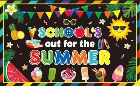 School's Out for The Summer Backdrop Banner End of School Year Theme Backdrop Summer Decorations for Summer End of School Party Background Decoration Photo Booth Props in Saudi Arabia