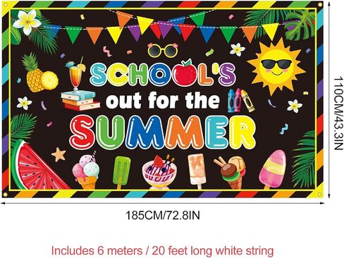 School's Out for The Summer Backdrop Banner End of School Year Theme Backdrop Summer Decorations for Summer End of School Party Background Decoration Photo Booth Props in Saudi Arabia