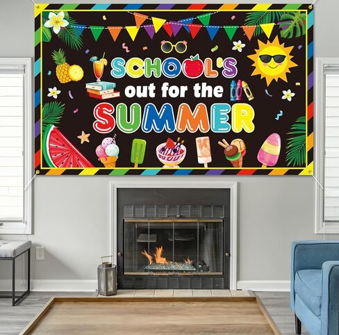 School's Out for The Summer Backdrop Banner End of School Year Theme Backdrop Summer Decorations for Summer End of School Party Background Decoration Photo Booth Props in Saudi Arabia