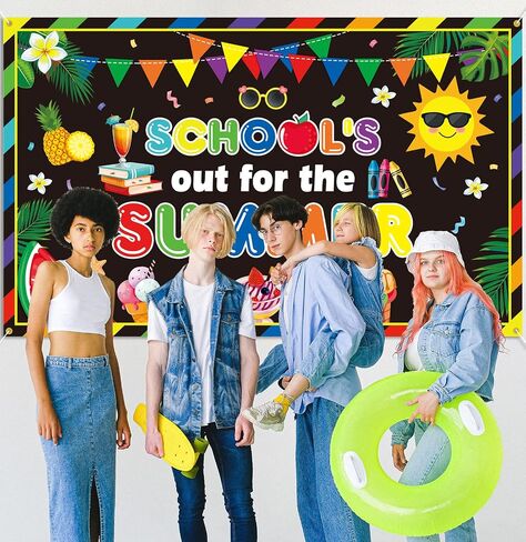School's Out for The Summer Backdrop Banner End of School Year Theme Backdrop Summer Decorations for Summer End of School Party Background Decoration Photo Booth Props in Saudi Arabia