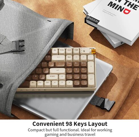 R100 Wireless Mechanical Keyboard, Upgraded TTC Gold Pink Switches, Hot Swappable Wired/Bluetooth 5.0/2.4G Wireless Keyboard with RGB Light for Windows & Mac, PBT Keycaps, Lava Brown in Saudi Arabia