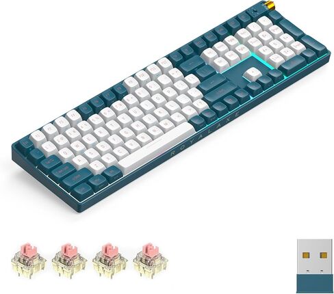 R100 Wireless Mechanical Keyboard, Upgraded TTC Gold Pink Switches, Hot Swappable Wired/Bluetooth 5.0/2.4G Wireless Keyboard with RGB Light for Windows & Mac, PBT Keycaps, Lava Brown in Saudi Arabia