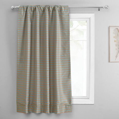 HPD Half Price Drapes Hand Weaved Cotton Room Darkening Tie Up Curtains for Windows Roll Up Balloon Curtain for Living Room, Kitchen 46 X 63 (1 Panel), CC-TUMA8-63, Brown and White in Saudi Arabia