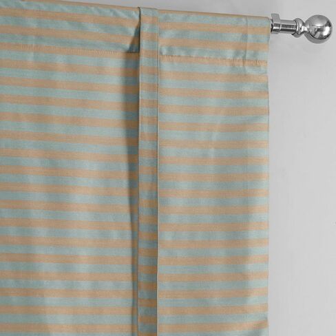 HPD Half Price Drapes Hand Weaved Cotton Room Darkening Tie Up Curtains for Windows Roll Up Balloon Curtain for Living Room, Kitchen 46 X 63 (1 Panel), CC-TUMA8-63, Brown and White in Saudi Arabia