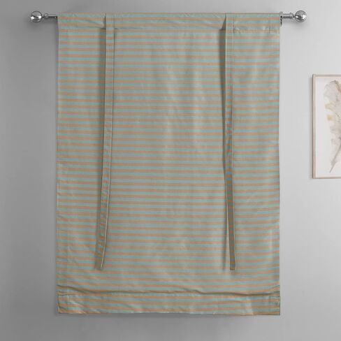 HPD Half Price Drapes Hand Weaved Cotton Room Darkening Tie Up Curtains for Windows Roll Up Balloon Curtain for Living Room, Kitchen 46 X 63 (1 Panel), CC-TUMA8-63, Brown and White in Saudi Arabia