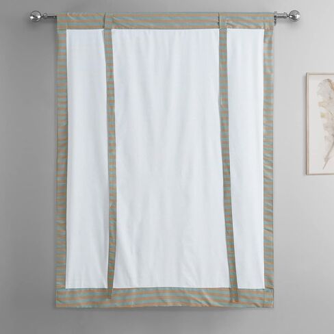 HPD Half Price Drapes Hand Weaved Cotton Room Darkening Tie Up Curtains for Windows Roll Up Balloon Curtain for Living Room, Kitchen 46 X 63 (1 Panel), CC-TUMA8-63, Brown and White in Saudi Arabia