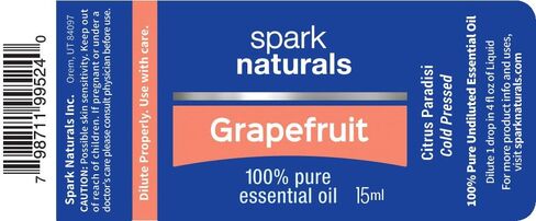 Grapefruit Essential Oil 15ml Spark Naturals - 100% Pure Therapeutic Grade, Kid Safe, Cold Pressed- Highest Organic Quality, Aromatherapy, Natural Product- Diffuser & Humidifier Friendly in Saudi Arabia