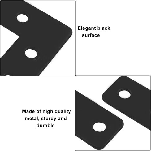 20Pcs Black L Shape Flat Corner Brace 50mm x 50mm (2" x 2") Flat L Bracket, High Quality L Shape Flat Mending Plates with Screws for Frame, Furniture & Cabinet. in Saudi Arabia