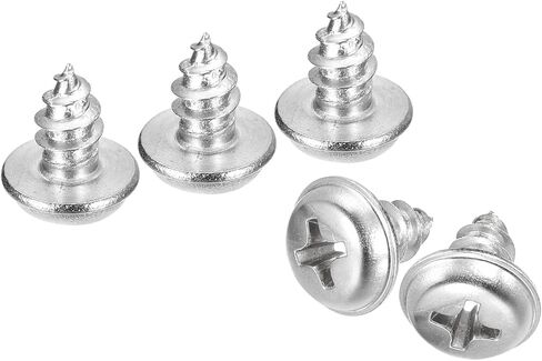 برغي Uxcell ST5x12mm فيليبس ذاتي اللولبة مع غسالة، 100 قطعة - 304 برغي خشبي من الفولاذ المقاوم للصدأ خيط كامل (فضي) in Kuwait