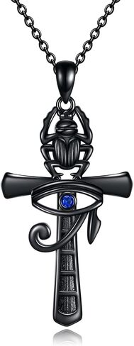 YFN Ankh Cross Necklace من الفضة الاسترليني قلادة عين حورس المصرية للحماية الدينية هدايا مجوهرات للنساء والرجال in Saudi Arabia