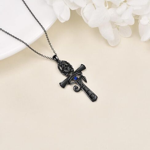 YFN Ankh Cross Necklace من الفضة الاسترليني قلادة عين حورس المصرية للحماية الدينية هدايا مجوهرات للنساء والرجال in Saudi Arabia