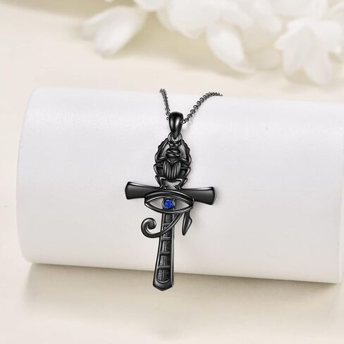 YFN Ankh Cross Necklace من الفضة الاسترليني قلادة عين حورس المصرية للحماية الدينية هدايا مجوهرات للنساء والرجال in Saudi Arabia