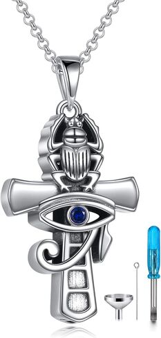 YFN Ankh Cross Necklace من الفضة الاسترليني قلادة عين حورس المصرية للحماية الدينية هدايا مجوهرات للنساء والرجال in Saudi Arabia
