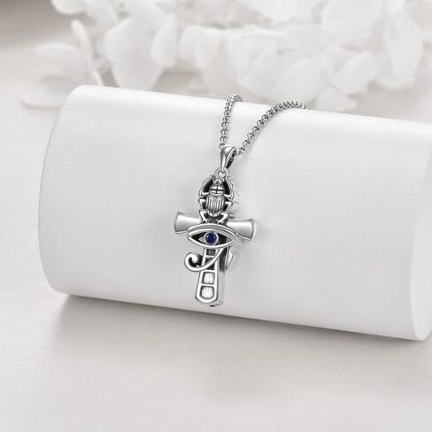 YFN Ankh Cross Necklace من الفضة الاسترليني قلادة عين حورس المصرية للحماية الدينية هدايا مجوهرات للنساء والرجال in Saudi Arabia