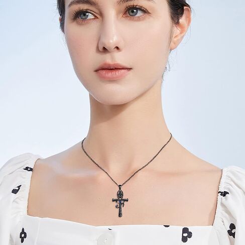YFN Ankh Cross Necklace من الفضة الاسترليني قلادة عين حورس المصرية للحماية الدينية هدايا مجوهرات للنساء والرجال in Saudi Arabia