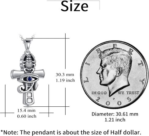 YFN Ankh Cross Necklace من الفضة الاسترليني قلادة عين حورس المصرية للحماية الدينية هدايا مجوهرات للنساء والرجال in Saudi Arabia