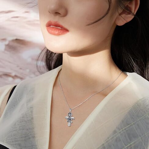 YFN Ankh Cross Necklace من الفضة الاسترليني قلادة عين حورس المصرية للحماية الدينية هدايا مجوهرات للنساء والرجال in Saudi Arabia
