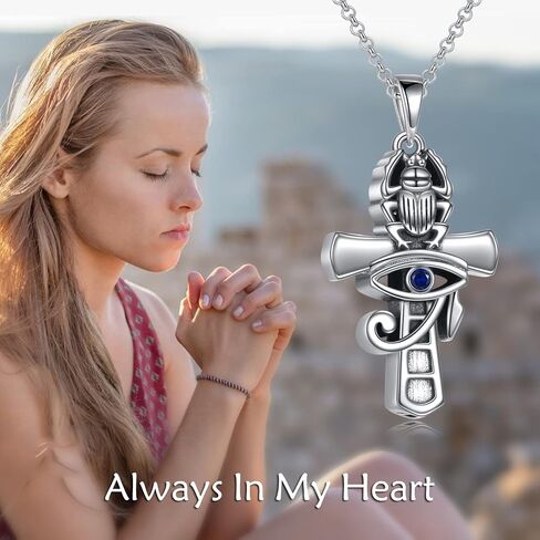 YFN Ankh Cross Necklace من الفضة الاسترليني قلادة عين حورس المصرية للحماية الدينية هدايا مجوهرات للنساء والرجال in Saudi Arabia