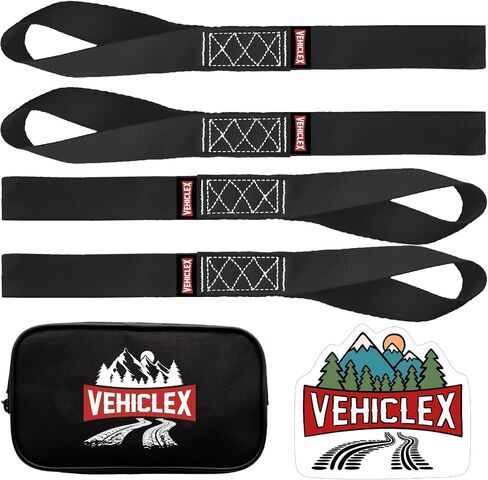 Vehiclex Soft Loop Motorcycle Tie Down Straps 1.5 x 18 inches - Black - 10000 lb Load Capacity - 4 Pack Tie-Down Loops in Storage Bag – Secure Trailering of Bikes, ATV, UTV, Lawn Equipment in Saudi Arabia