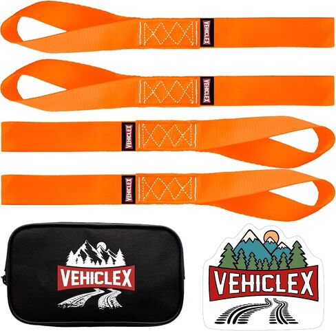 Vehiclex Soft Loop Motorcycle Tie Down Straps 1.5 x 18 inches - Black - 10000 lb Load Capacity - 4 Pack Tie-Down Loops in Storage Bag – Secure Trailering of Bikes, ATV, UTV, Lawn Equipment in Saudi Arabia