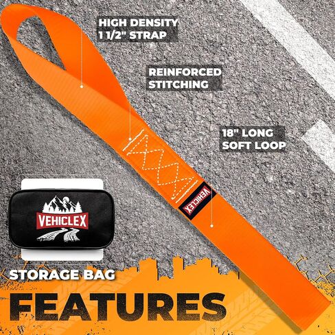 Vehiclex Soft Loop Motorcycle Tie Down Straps 1.5 x 18 inches - Black - 10000 lb Load Capacity - 4 Pack Tie-Down Loops in Storage Bag – Secure Trailering of Bikes, ATV, UTV, Lawn Equipment in Saudi Arabia