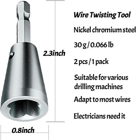 Wire Twister Tool for Drill, 2 Pcs Alloy Steel Hex Shank Cable Wire Twisting for Electrical Power Drill Drivers Tools in Kuwait