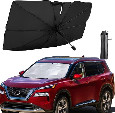 Car Windshield Sun Shade, [2024 Upgrade] Foldable Car Front Windshield Sun Shade Umbrella - Protect Car Interior from UV Rays and Keep Interior Cool, Easy to Store and Use, Fits for Most Vehicles in Saudi Arabia