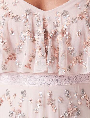 Adrianna Papell Women's Flounce Beaded Mesh Gown in Saudi Arabia