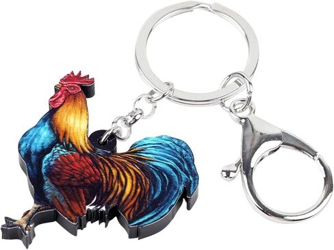 Statement Acrylic Floral Chicken Rooster Key Chains Rings Farm Jewelry for Women Girls Bag Charms Gifts in Kuwait