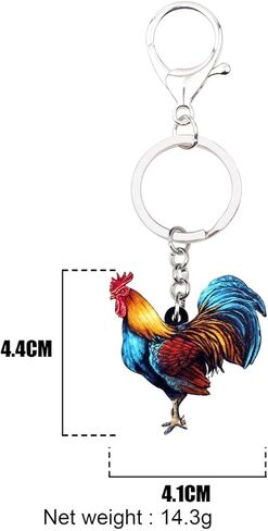 Statement Acrylic Floral Chicken Rooster Key Chains Rings Farm Jewelry for Women Girls Bag Charms Gifts in Kuwait