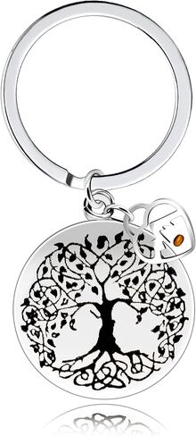 Uloveido الفولاذ المقاوم للصدأ شجرة العائلة سلسلة المفاتيح خمر بذور الخردل الحقيقي مفتاح سلسلة حلقة Y764 in Saudi Arabia