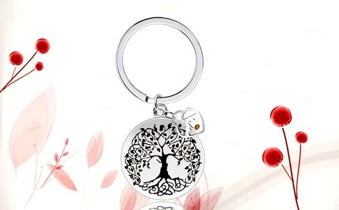 Uloveido الفولاذ المقاوم للصدأ شجرة العائلة سلسلة المفاتيح خمر بذور الخردل الحقيقي مفتاح سلسلة حلقة Y764 in Saudi Arabia