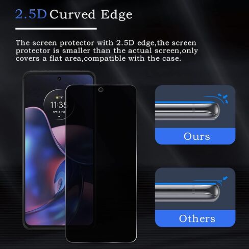 قطعتان من واقي شاشة الخصوصية لهاتف Motorola Moto Edge 2022، طبقة من الزجاج المقوى للخصوصية [صلابة 9H] [خالية من الفقاعات] [مقاومة للكسر] [مضادة لبصمات الأصابع] [سهلة التركيب] واقي شاشة زجاجي متوافق مع Motorola Moto Edge 2022 in Kuwait