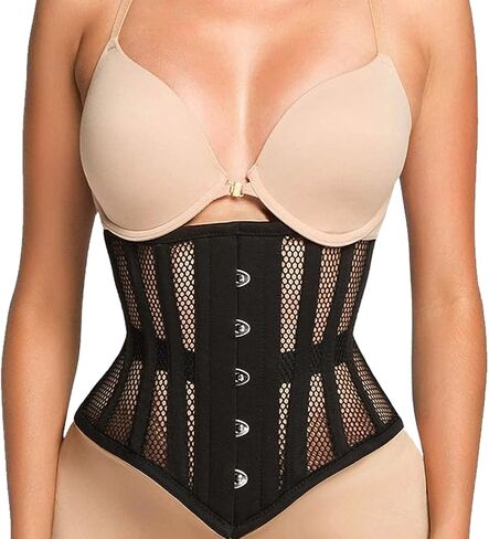 Women's Under bust Heavy Duty Steel Boned Waist Trainer Shaper Mesh Short Torso Corset in Saudi Arabia
