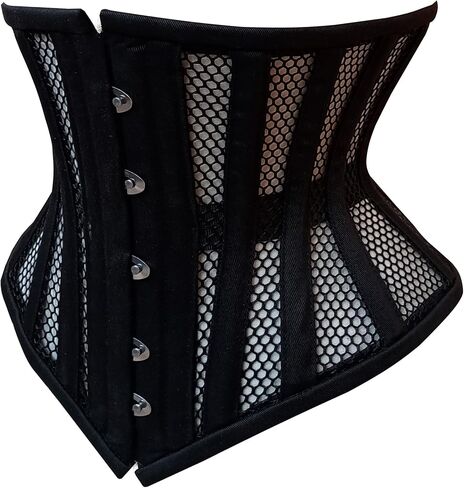 Women's Under bust Heavy Duty Steel Boned Waist Trainer Shaper Mesh Short Torso Corset in Saudi Arabia