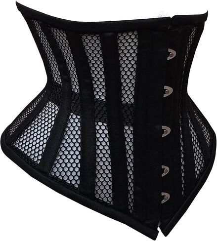 Women's Under bust Heavy Duty Steel Boned Waist Trainer Shaper Mesh Short Torso Corset in Saudi Arabia