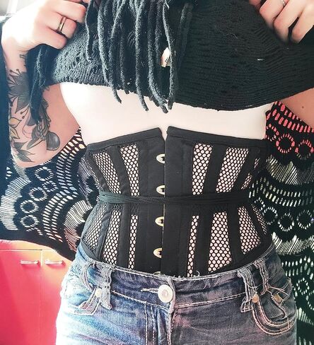Women's Under bust Heavy Duty Steel Boned Waist Trainer Shaper Mesh Short Torso Corset in Saudi Arabia