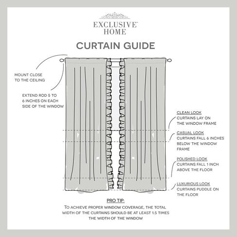 Exclusive Home Curtains Jacinta Flippable Side Ruffle Light Filtering Semi-Sheer Rod Pocket Curtain Panel Pair, 54"x96", White, Set of 2 in Saudi Arabia