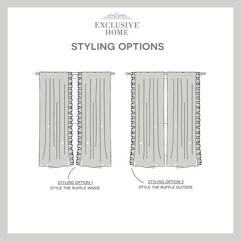 Exclusive Home Curtains Jacinta Flippable Side Ruffle Light Filtering Semi-Sheer Rod Pocket Curtain Panel Pair, 54"x96", White, Set of 2 in Saudi Arabia