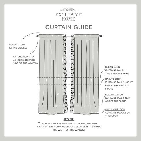 Exclusive Home Curtains Jacinta Flippable Side Ruffle Light Filtering Semi-Sheer Rod Pocket Curtain Panel Pair, 54"x96", White, Set of 2 in Saudi Arabia
