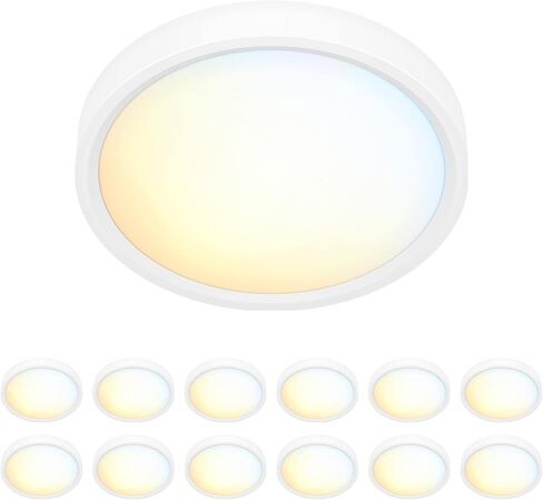 5 بوصة يمكن اختيارها من المجال 5CCT LED Edgelit إضاءة سفلية مثبتة على سطح نحيف لـ J-Box، مستديرة، لوحة مسطحة صغيرة، قابلة للتعتيم، 120VAC، 10W، 600LM، CRI90، ETL، موقع رطب، أبيض، 4 عبوات in Saudi Arabia