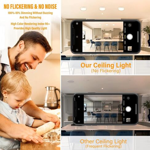 5 بوصة يمكن اختيارها من المجال 5CCT LED Edgelit إضاءة سفلية مثبتة على سطح نحيف لـ J-Box، مستديرة، لوحة مسطحة صغيرة، قابلة للتعتيم، 120VAC، 10W، 600LM، CRI90، ETL، موقع رطب، أبيض، 4 عبوات in Saudi Arabia